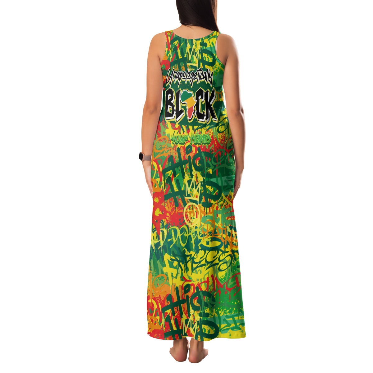 Personalized Colorful African Unapologetically Black Family Matching Tank Maxi Dress and Hawaiian Shirt - Wonder Print Shop