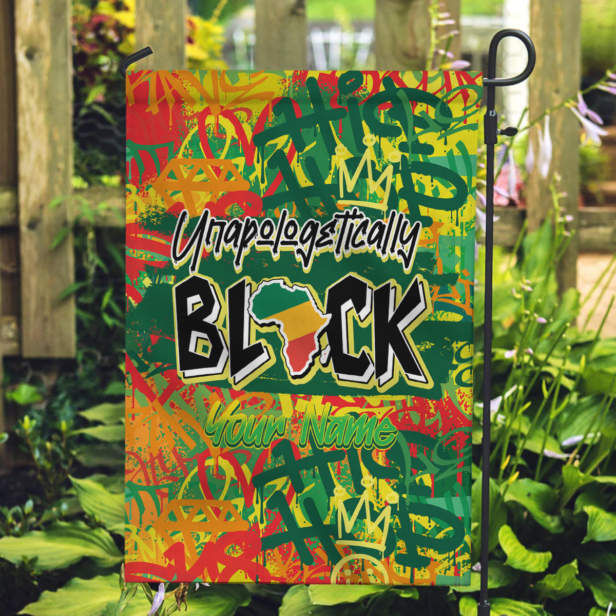 Personalized Colorful African Unapologetically Black Garden Flag - Wonder Print Shop
