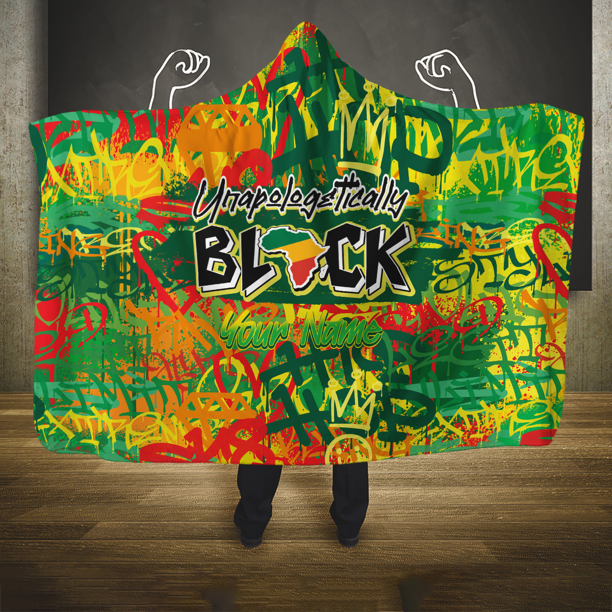 Personalized Colorful African Unapologetically Black Hooded Blanket