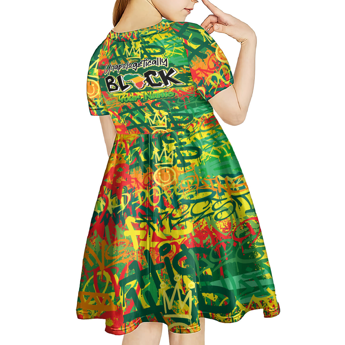 Personalized Colorful African Unapologetically Black Kid Short Sleeve Dress - Wonder Print Shop