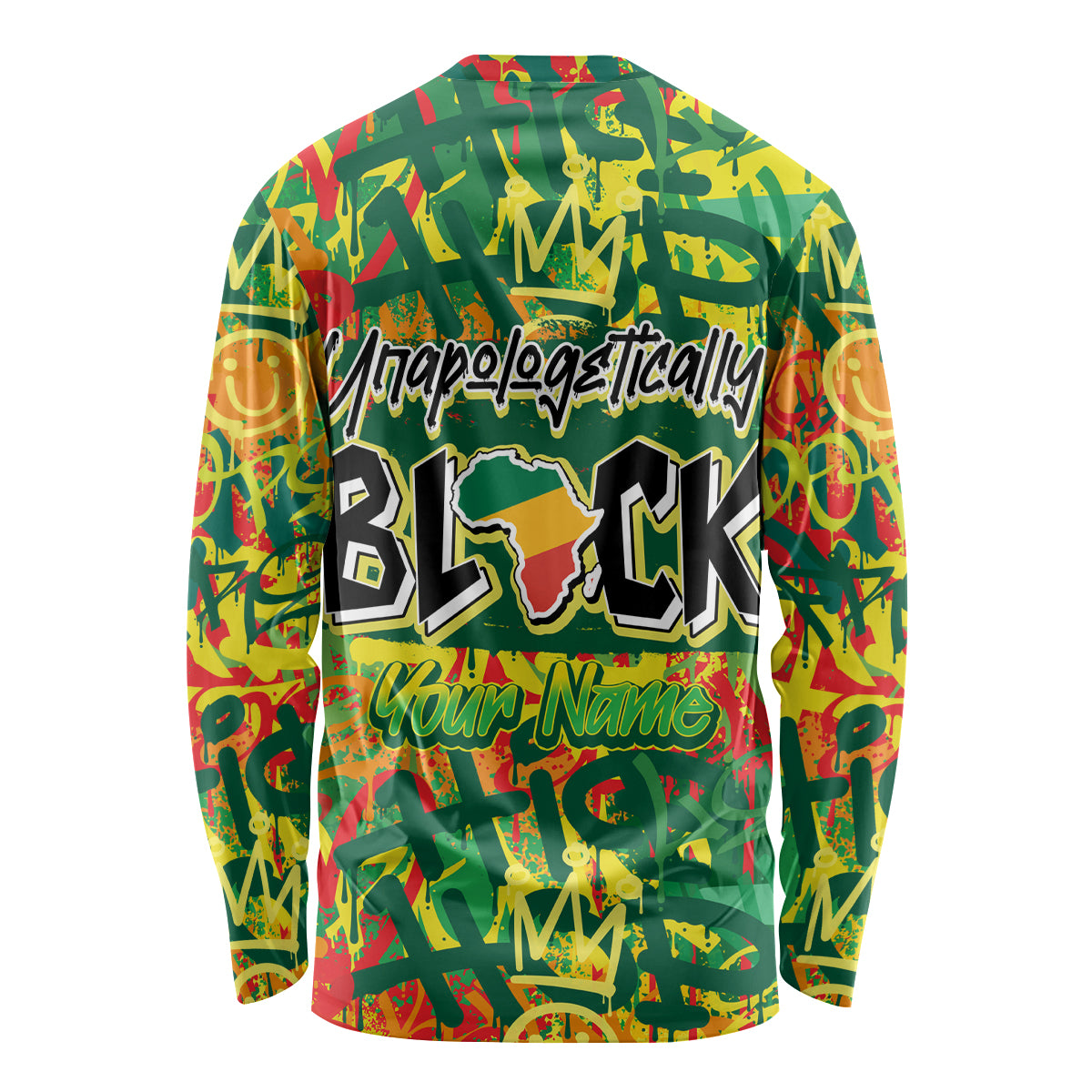 Personalized Colorful African Unapologetically Black Long Sleeve Shirt - Wonder Print Shop