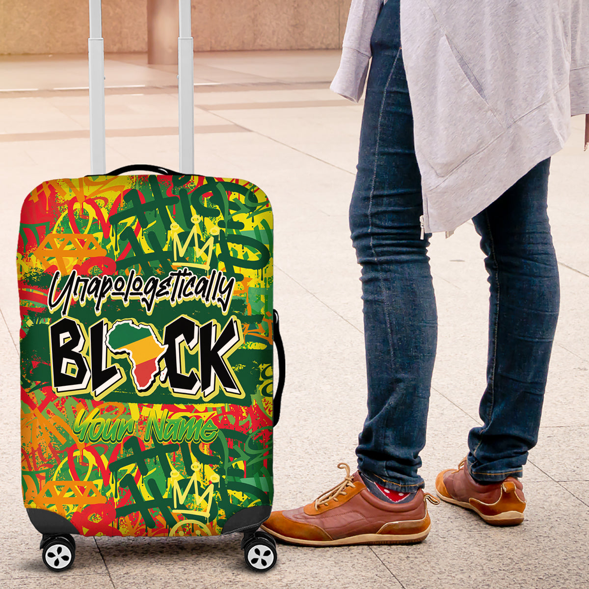 Personalized Colorful African Unapologetically Black Luggage Cover