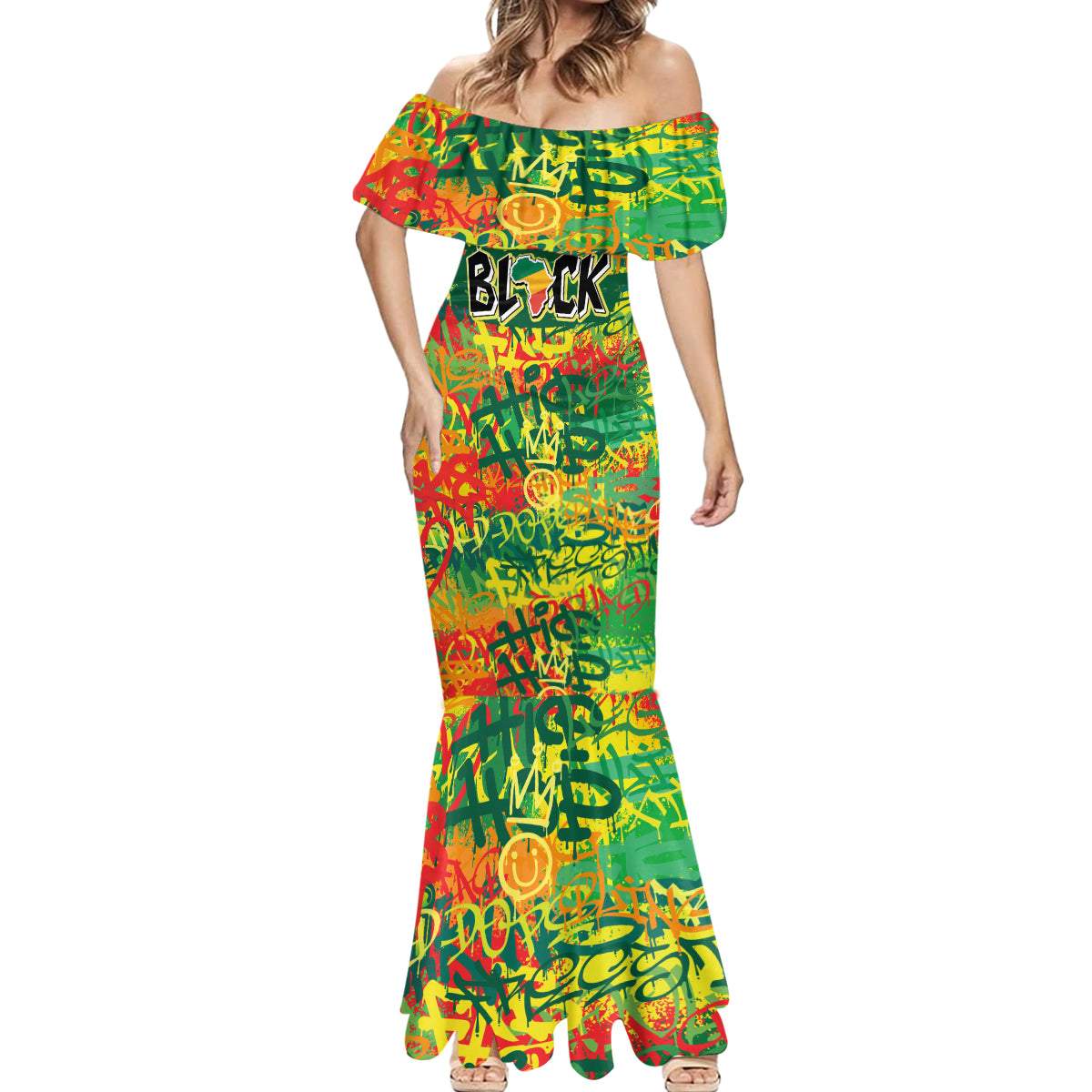 Personalized Colorful African Unapologetically Black Mermaid Dress - Wonder Print Shop