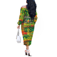 Personalized Colorful African Unapologetically Black Off The Shoulder Long Sleeve Dress - Wonder Print Shop