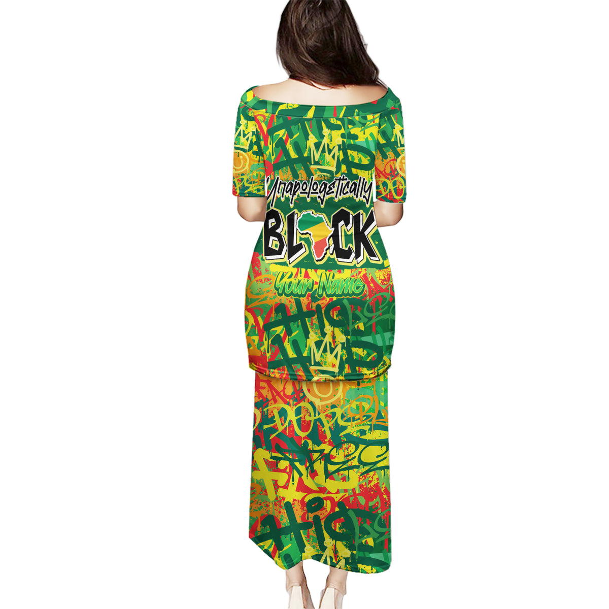 Personalized Colorful African Unapologetically Black Puletasi - Wonder Print Shop