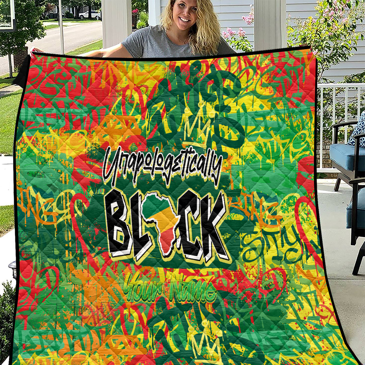 Personalized Colorful African Unapologetically Black Quilt - Wonder Print Shop