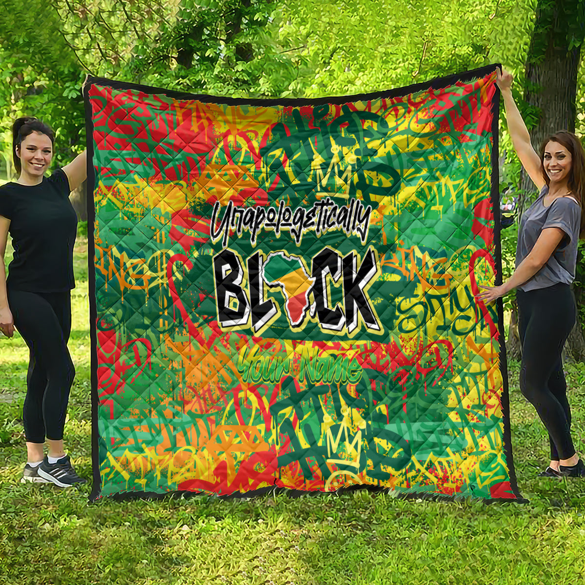 Personalized Colorful African Unapologetically Black Quilt - Wonder Print Shop