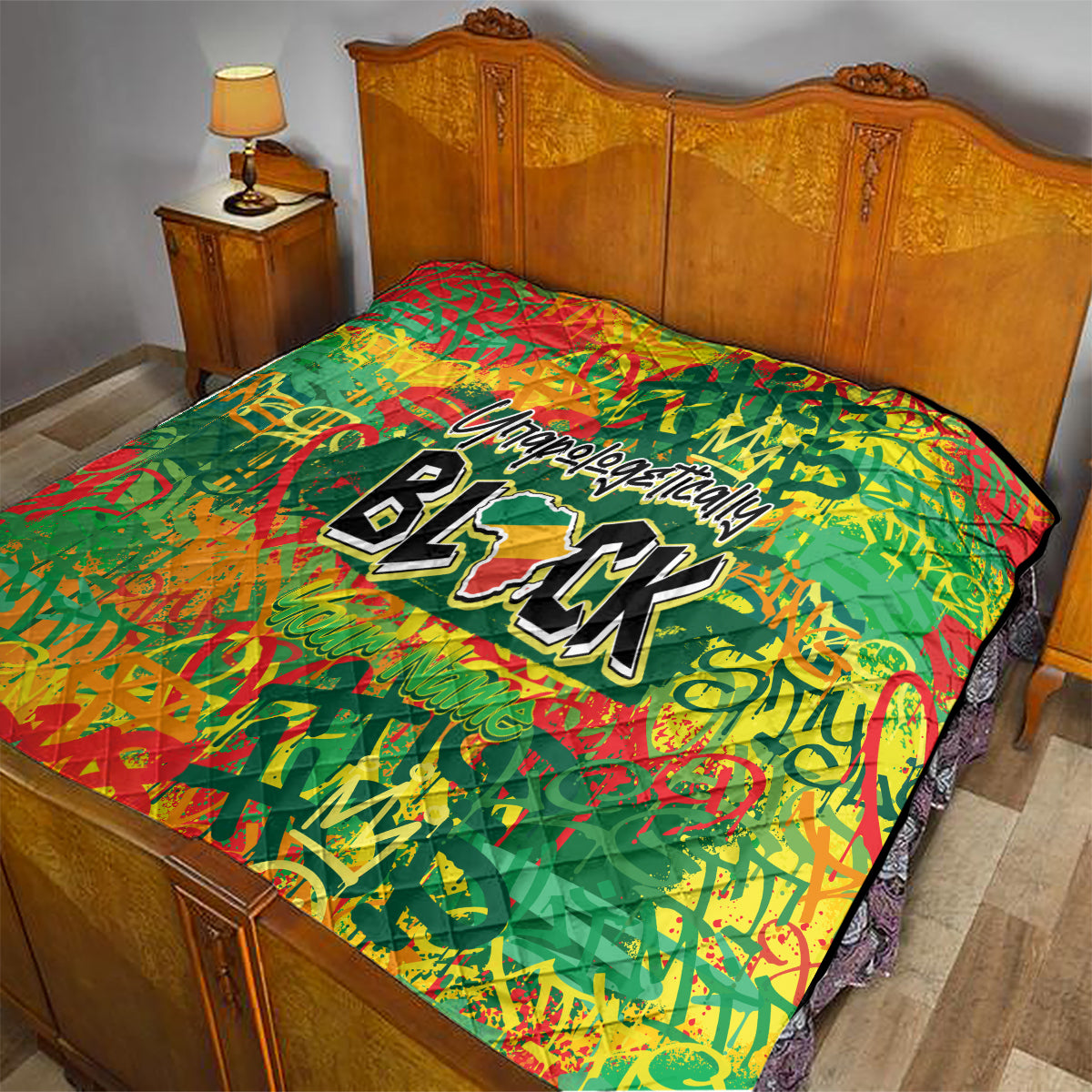 Personalized Colorful African Unapologetically Black Quilt - Wonder Print Shop