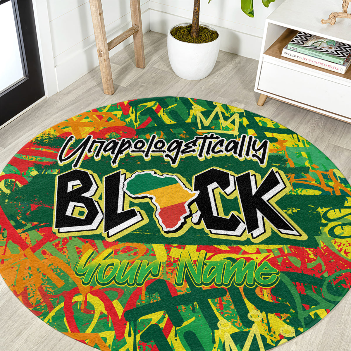 Personalized Colorful African Unapologetically Black Round Carpet