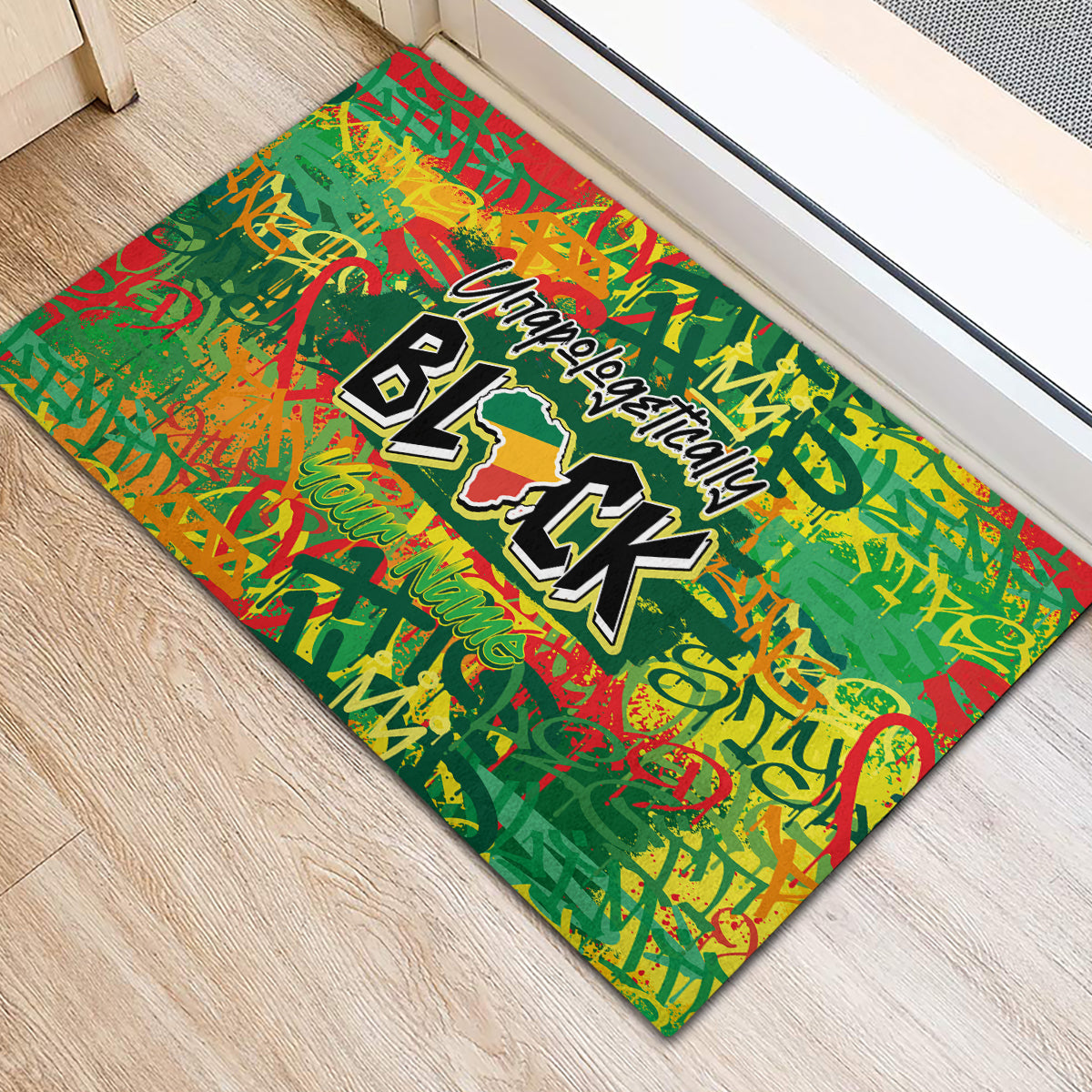 Personalized Colorful African Unapologetically Black Rubber Doormat - Wonder Print Shop