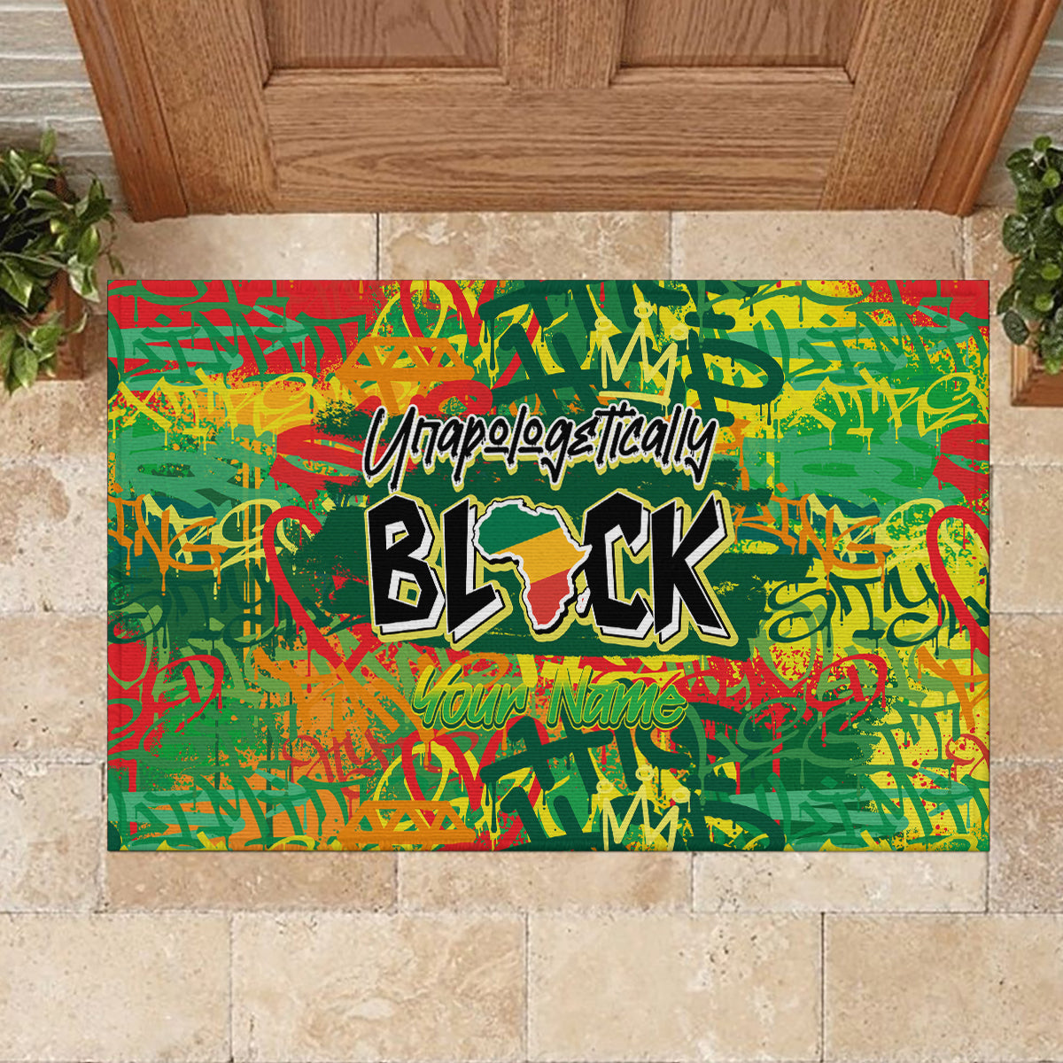 Personalized Colorful African Unapologetically Black Rubber Doormat - Wonder Print Shop