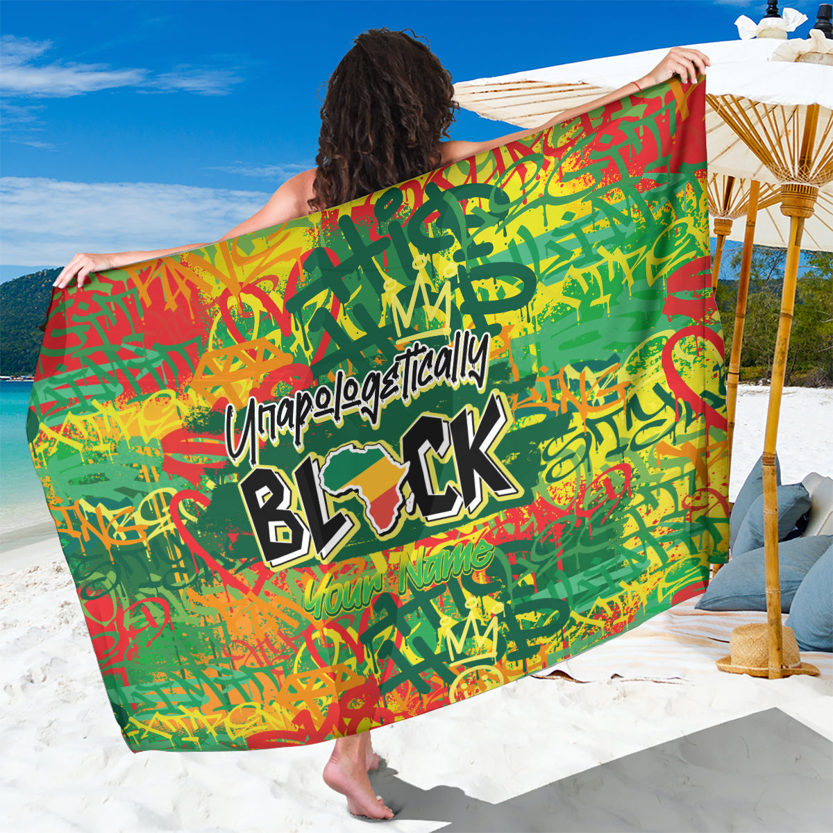 Personalized Colorful African Unapologetically Black Sarong