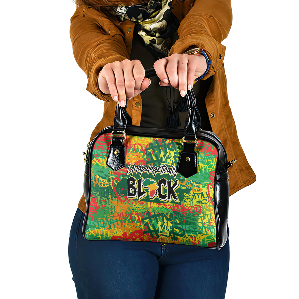 Personalized Colorful African Unapologetically Black Shoulder Handbag