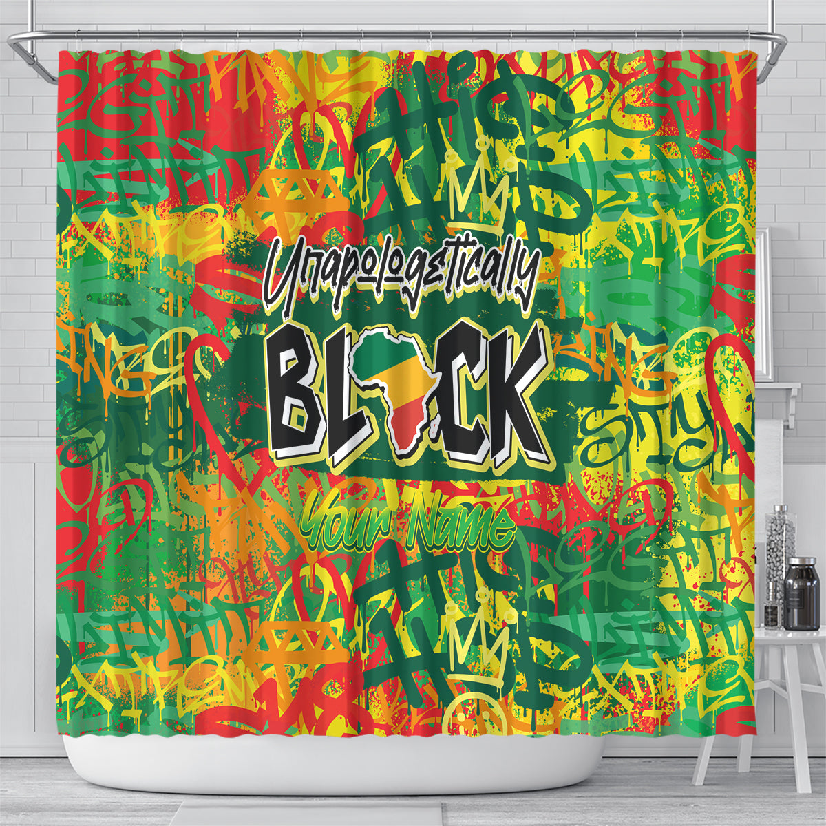 Personalized Colorful African Unapologetically Black Shower Curtain