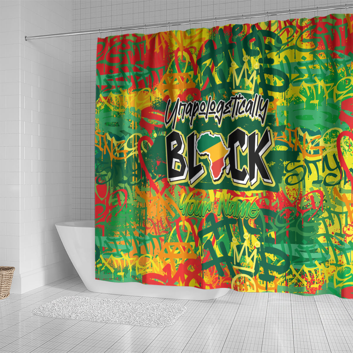 Personalized Colorful African Unapologetically Black Shower Curtain