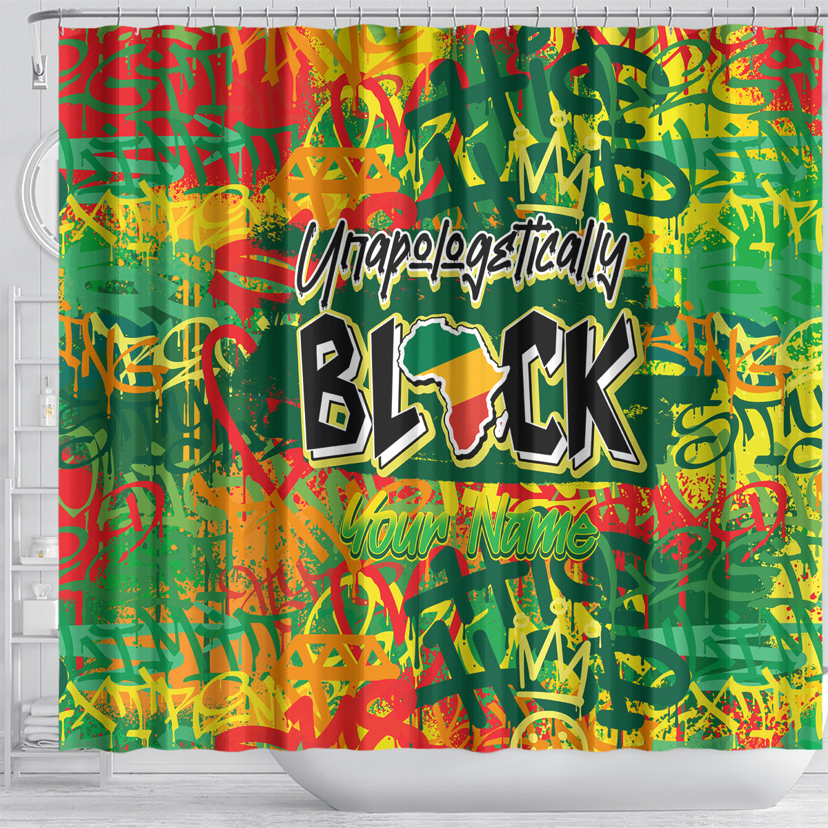 Personalized Colorful African Unapologetically Black Shower Curtain
