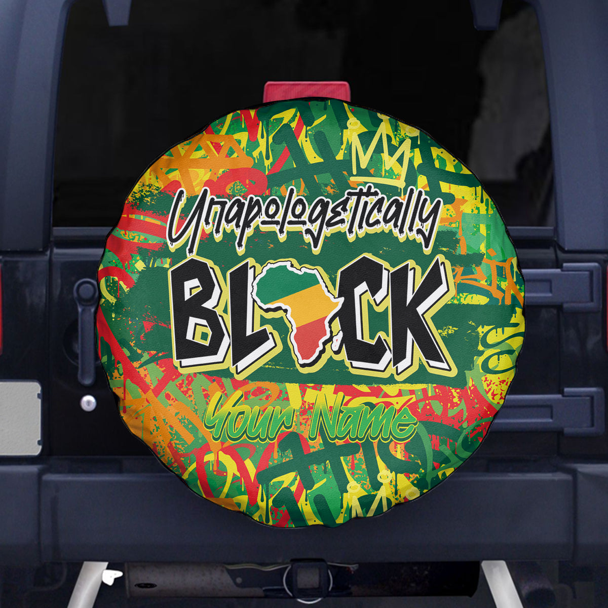 Personalized Colorful African Unapologetically Black Spare Tire Cover - Wonder Print Shop