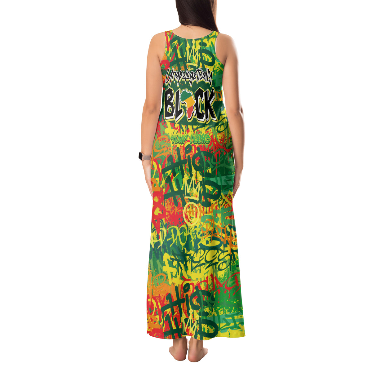 Personalized Colorful African Unapologetically Black Tank Maxi Dress - Wonder Print Shop