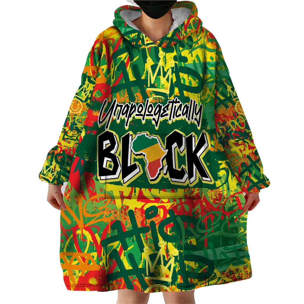 Personalized Colorful African Unapologetically Black Wearable Blanket Hoodie - Wonder Print Shop