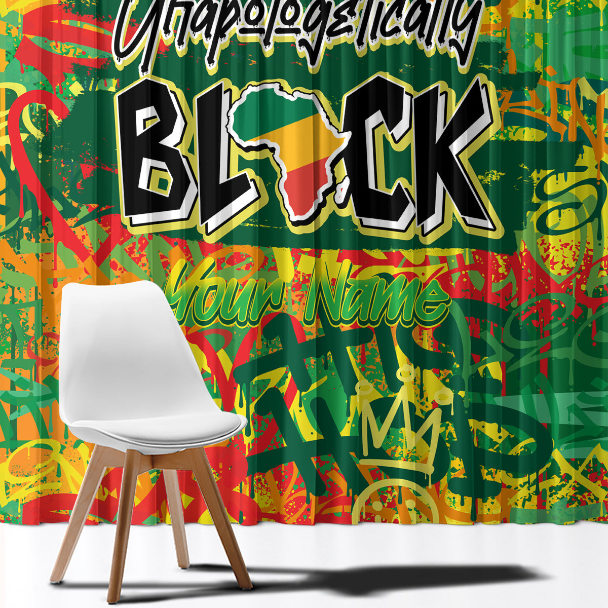 Personalized Colorful African Unapologetically Black Window Curtain - Wonder Print Shop