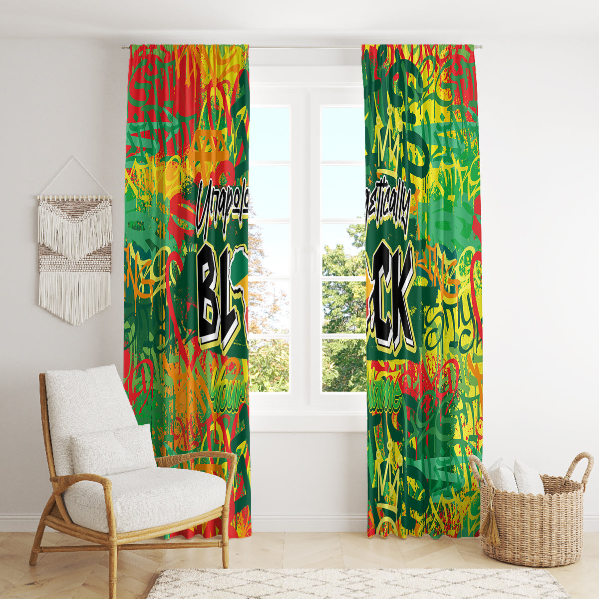 Personalized Colorful African Unapologetically Black Window Curtain - Wonder Print Shop