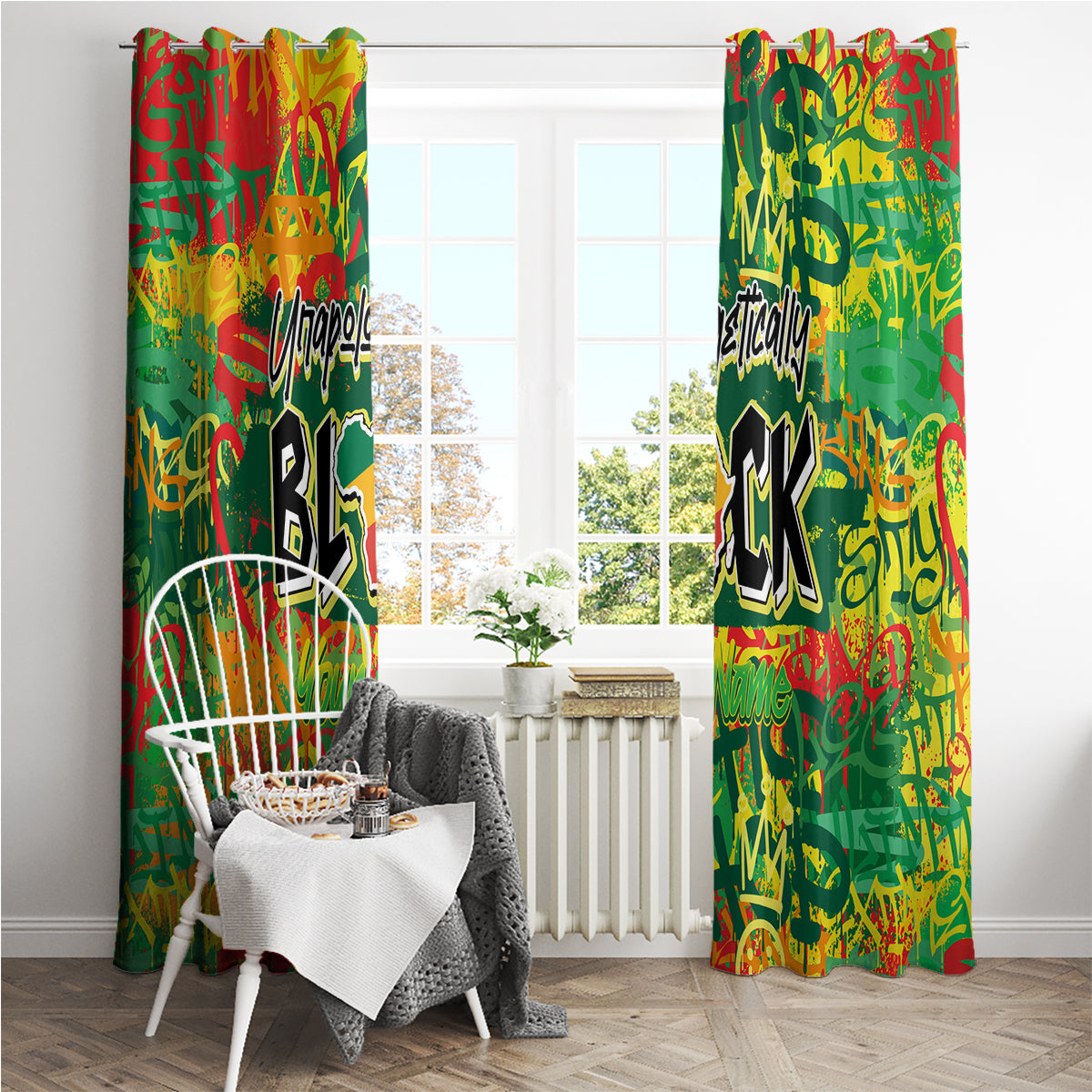 Personalized Colorful African Unapologetically Black Window Curtain - Wonder Print Shop