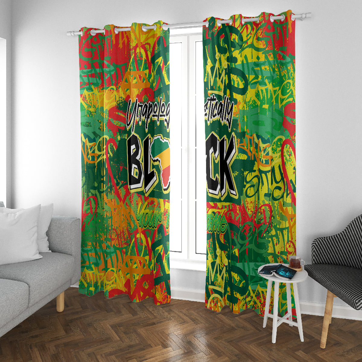 Personalized Colorful African Unapologetically Black Window Curtain - Wonder Print Shop