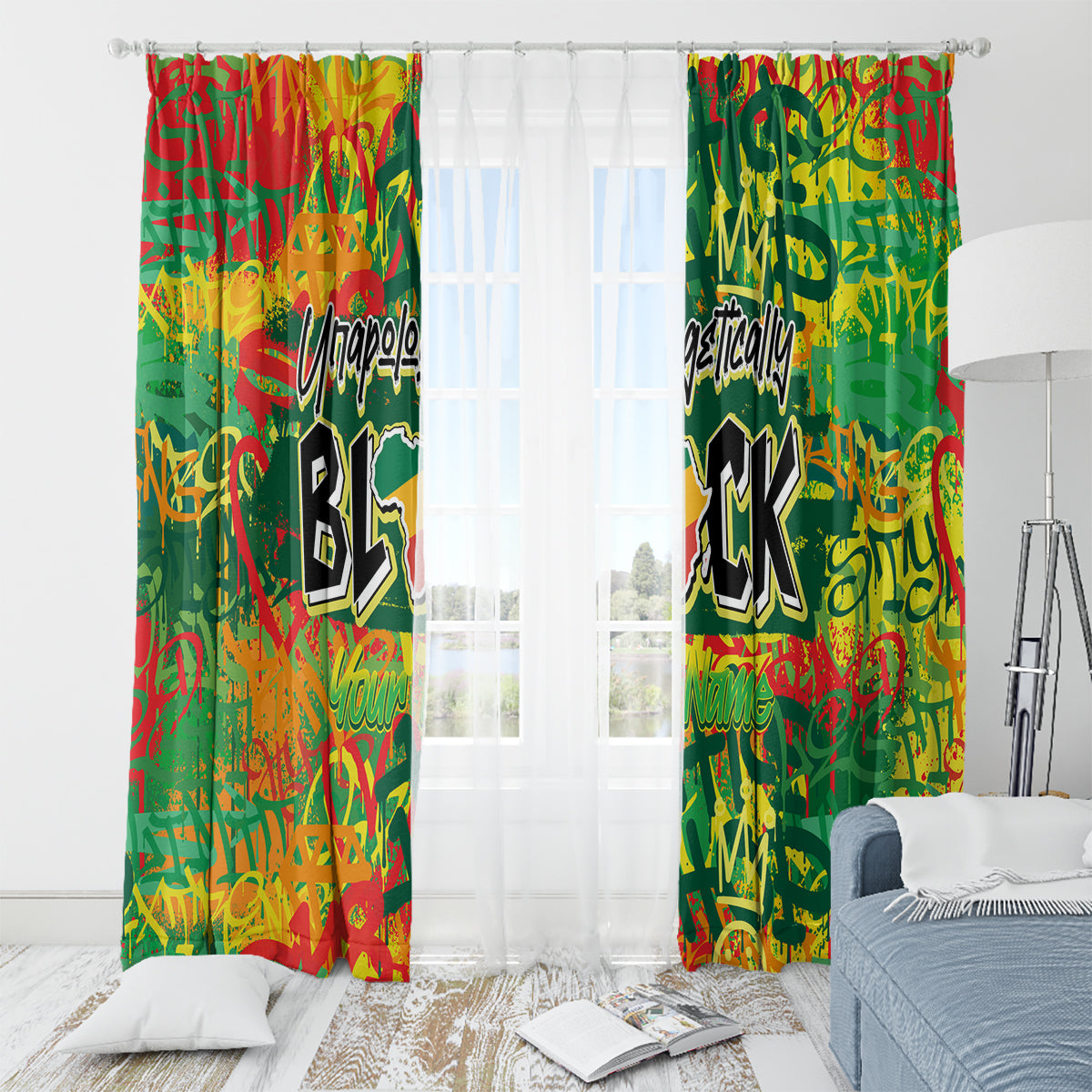 Personalized Colorful African Unapologetically Black Window Curtain - Wonder Print Shop