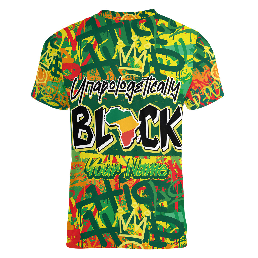 Personalized Colorful African Unapologetically Black Women V Neck T Shirt - Wonder Print Shop