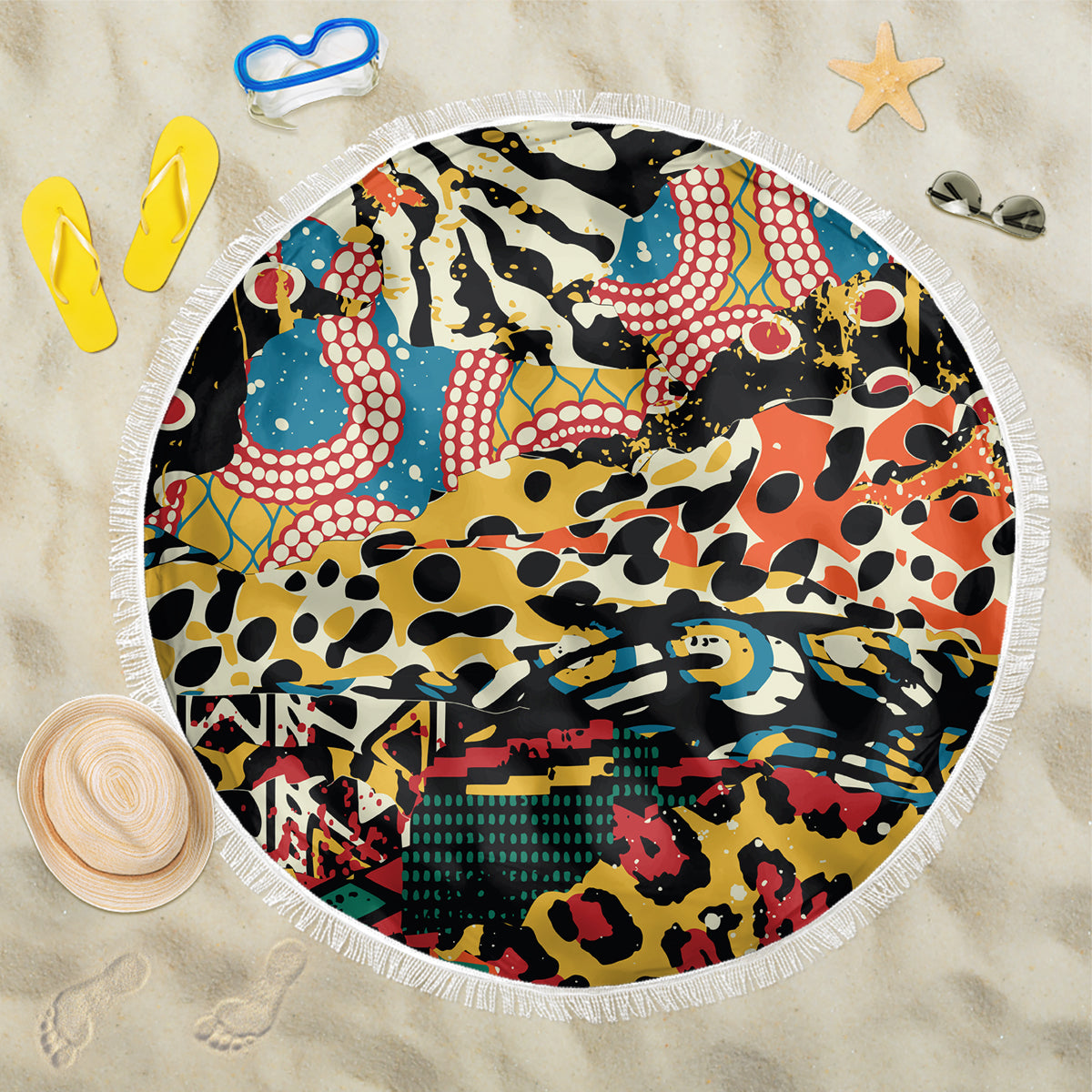Africa Animal Pattern Beach Blanket - Wonder Print Shop