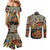 Africa Animal Pattern Couples Matching Mermaid Dress and Long Sleeve Button Shirt