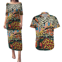 Africa Animal Pattern Couples Matching Puletasi and Hawaiian Shirt - Wonder Print Shop