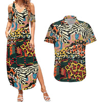 Africa Animal Pattern Couples Matching Summer Maxi Dress and Hawaiian Shirt - Wonder Print Shop