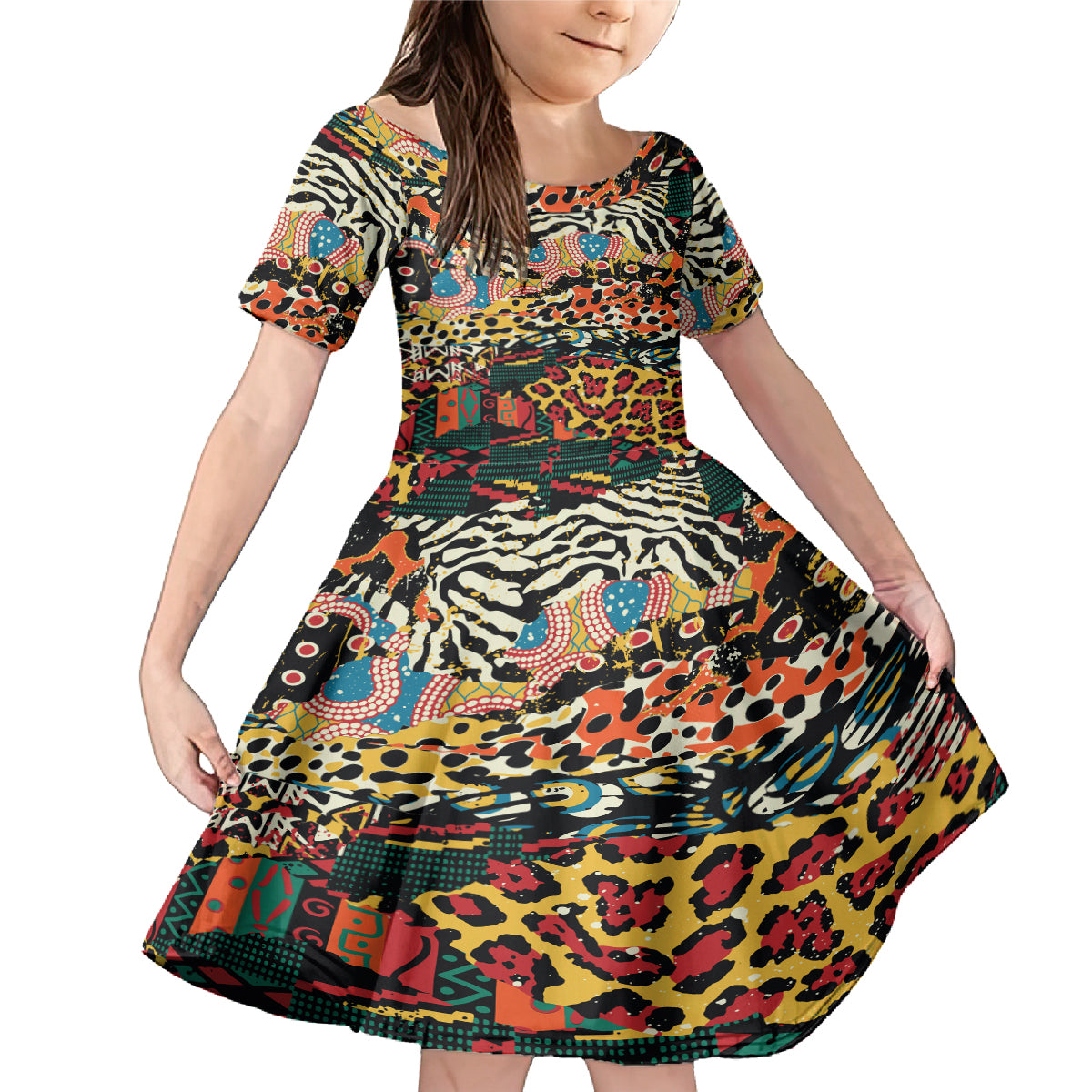 Africa Animal Pattern Family Matching Mermaid Dress and Hawaiian Shirt - Wonder Print Shop