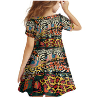 Africa Animal Pattern Family Matching Mermaid Dress and Hawaiian Shirt - Wonder Print Shop