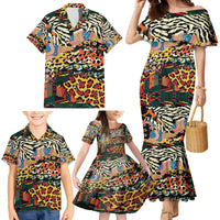 Africa Animal Pattern Family Matching Mermaid Dress and Hawaiian Shirt - Wonder Print Shop
