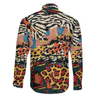 Africa Animal Pattern Family Matching Off Shoulder Short Dress and Hawaiian Shirt - Wonder Print Shop