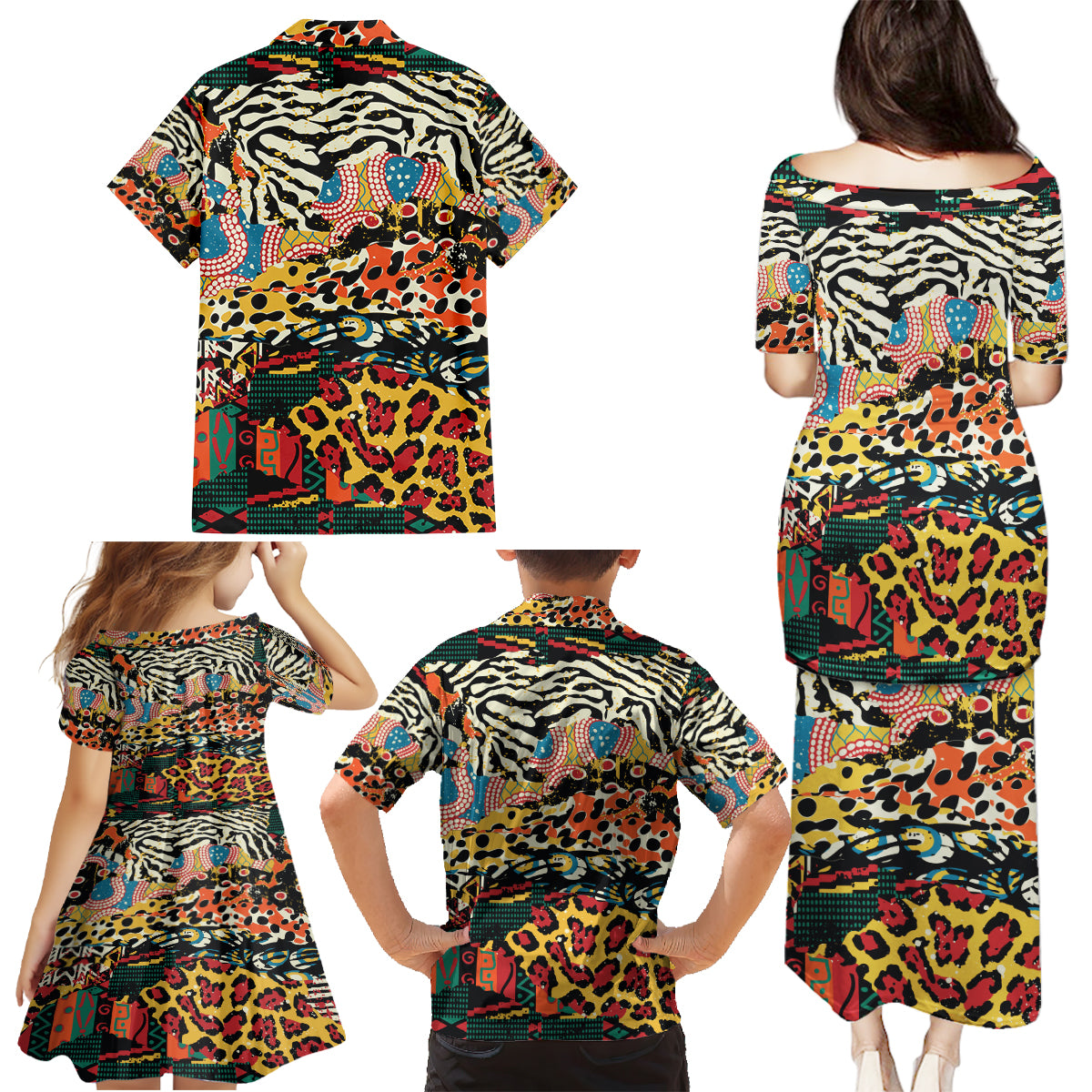 Africa Animal Pattern Family Matching Puletasi and Hawaiian Shirt - Wonder Print Shop