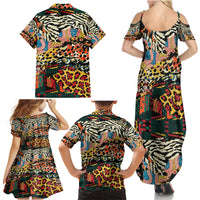 Africa Animal Pattern Family Matching Summer Maxi Dress and Hawaiian Shirt - Wonder Print Shop