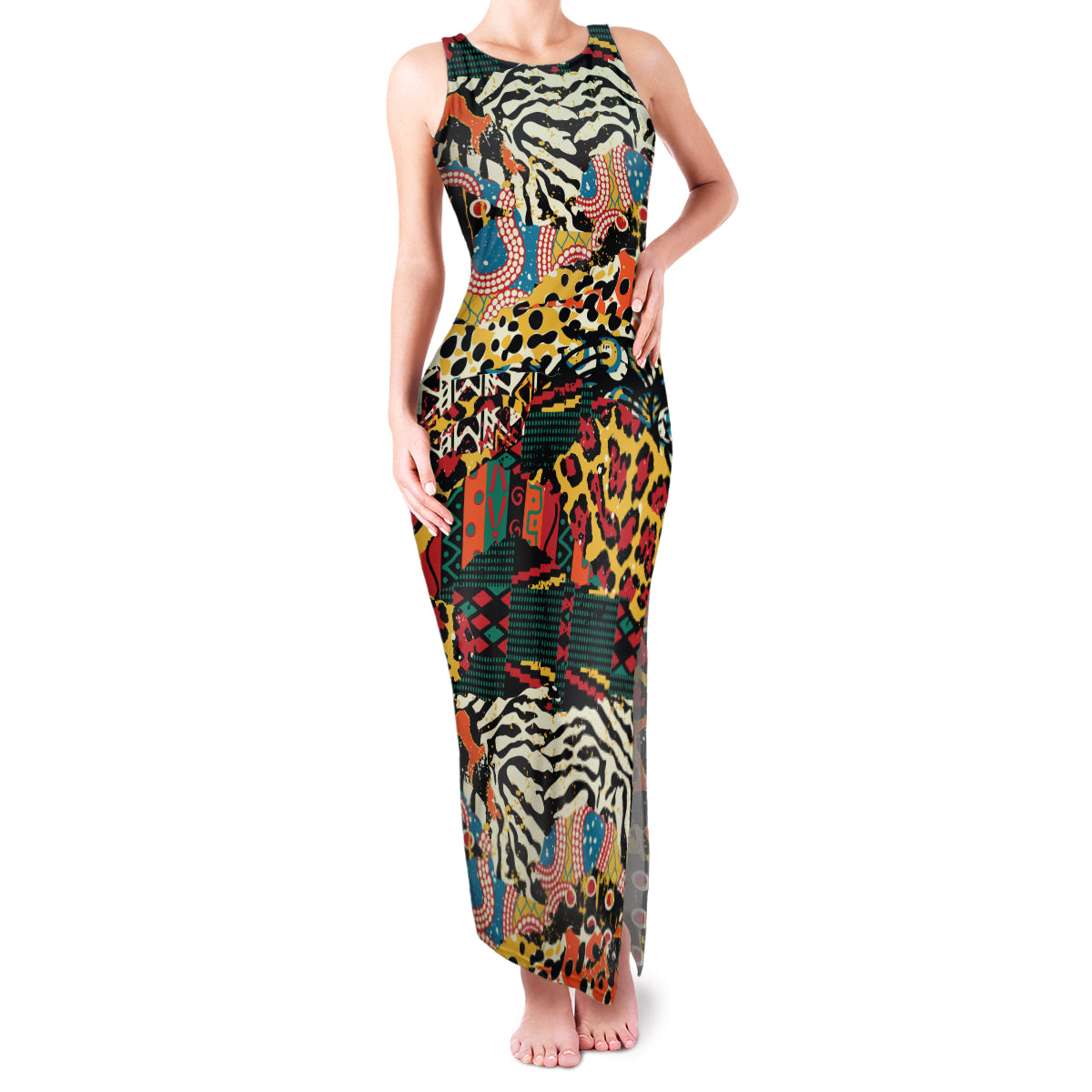 Africa Animal Pattern Family Matching Tank Maxi Dress and Hawaiian Shirt - Wonder Print Shop
