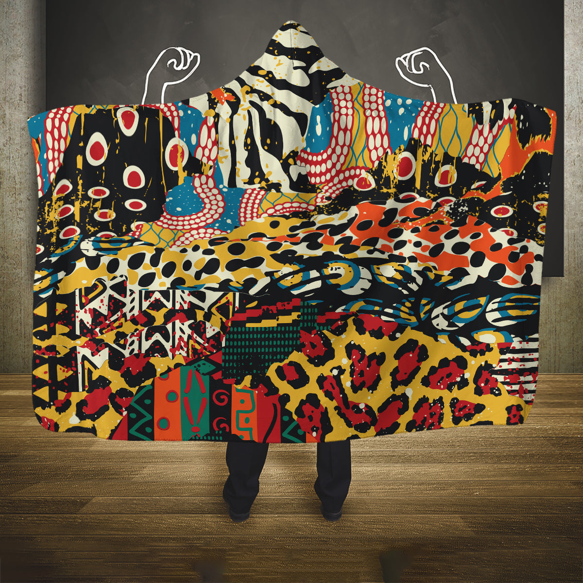Africa Animal Pattern Hooded Blanket