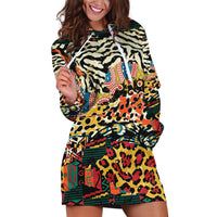 Africa Animal Pattern Hoodie Dress - Wonder Print Shop