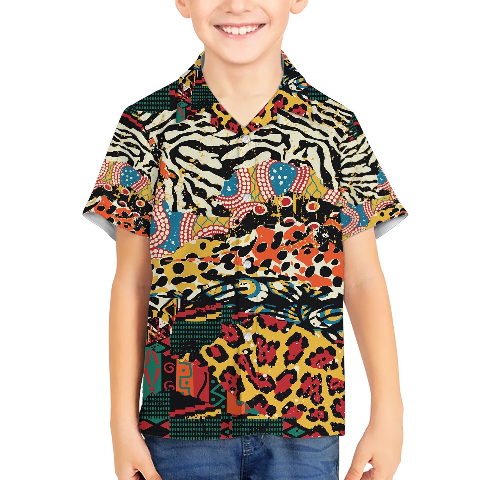 Africa Animal Pattern Kid Hawaiian Shirt - Wonder Print Shop