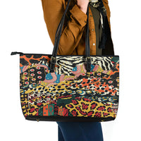 Africa Animal Pattern Leather Tote Bag - Wonder Print Shop
