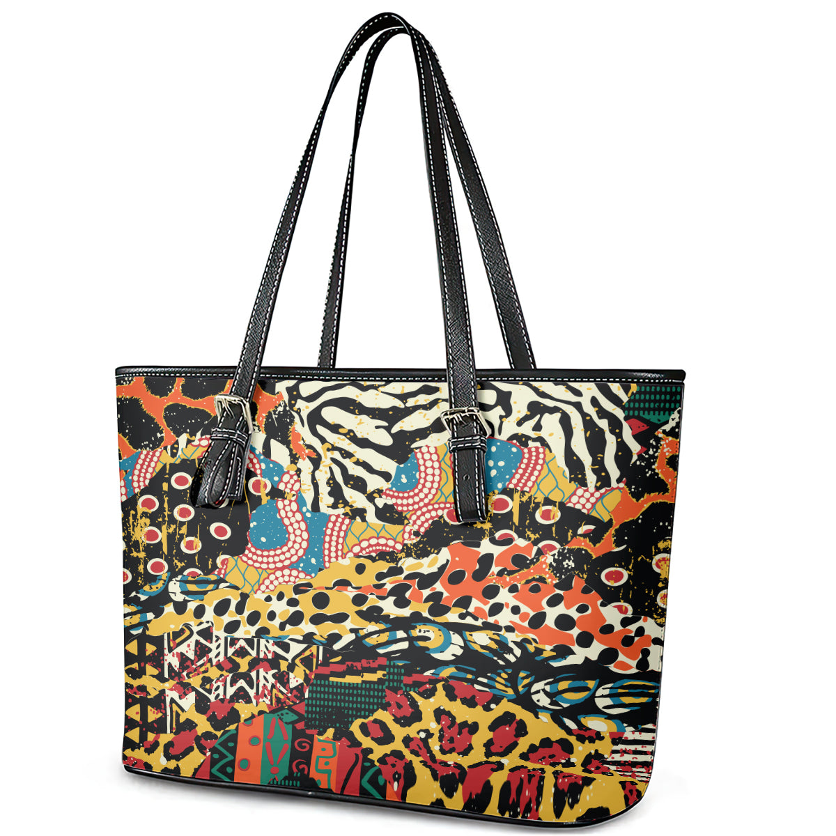 Africa Animal Pattern Leather Tote Bag - Wonder Print Shop
