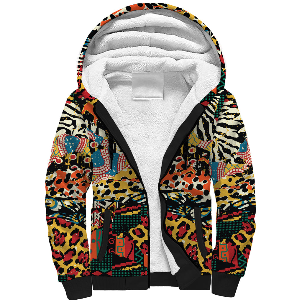 Africa Animal Pattern Sherpa Hoodie - Wonder Print Shop