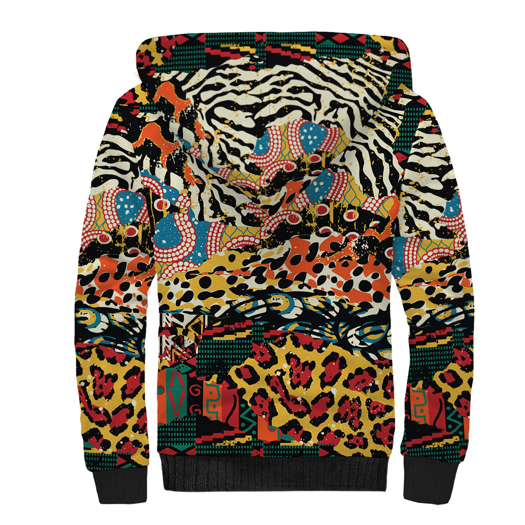 Africa Animal Pattern Sherpa Hoodie - Wonder Print Shop