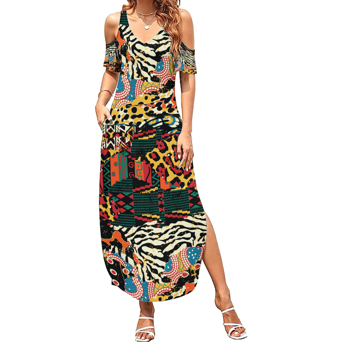 Africa Animal Pattern Summer Maxi Dress - Wonder Print Shop