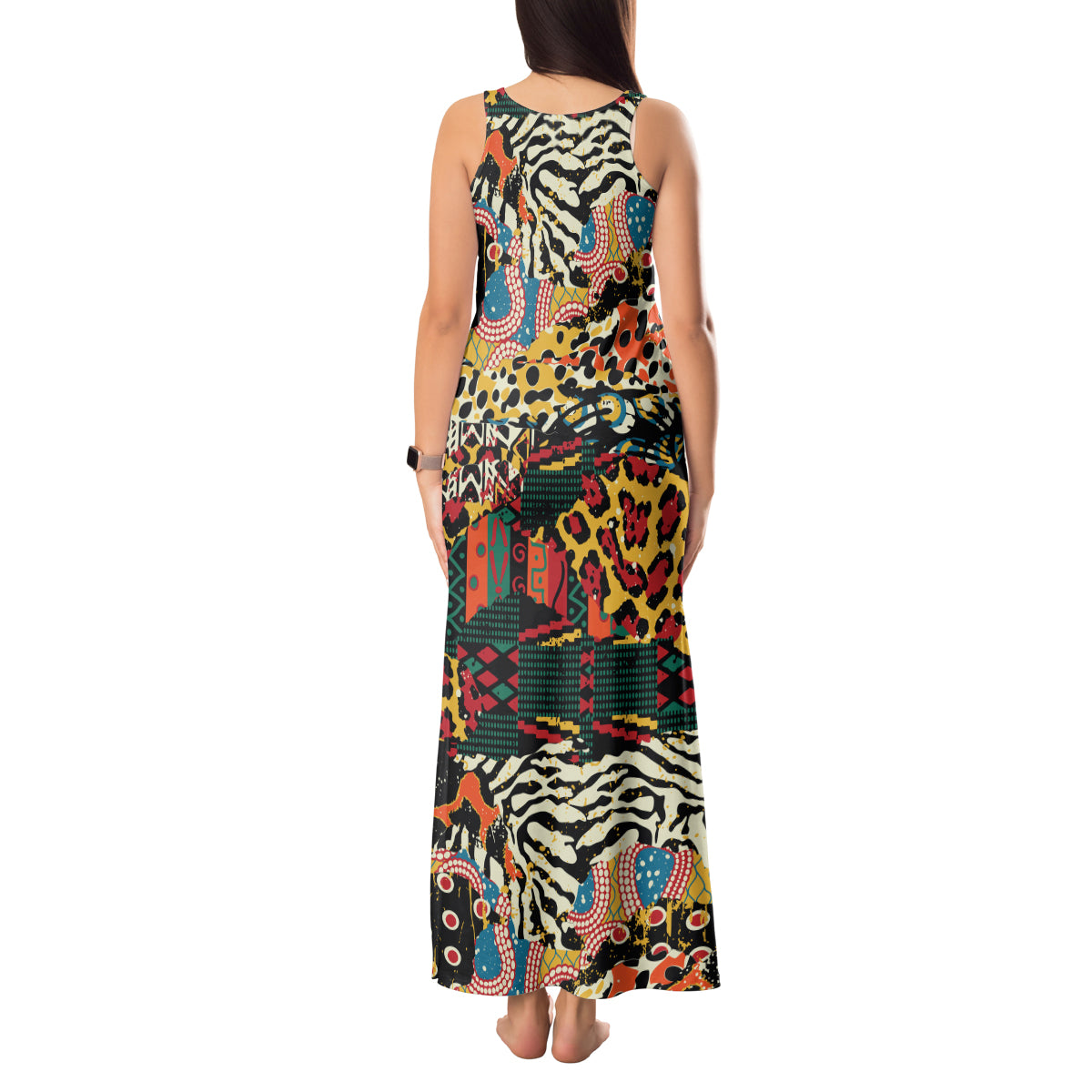 Africa Animal Pattern Tank Maxi Dress - Wonder Print Shop
