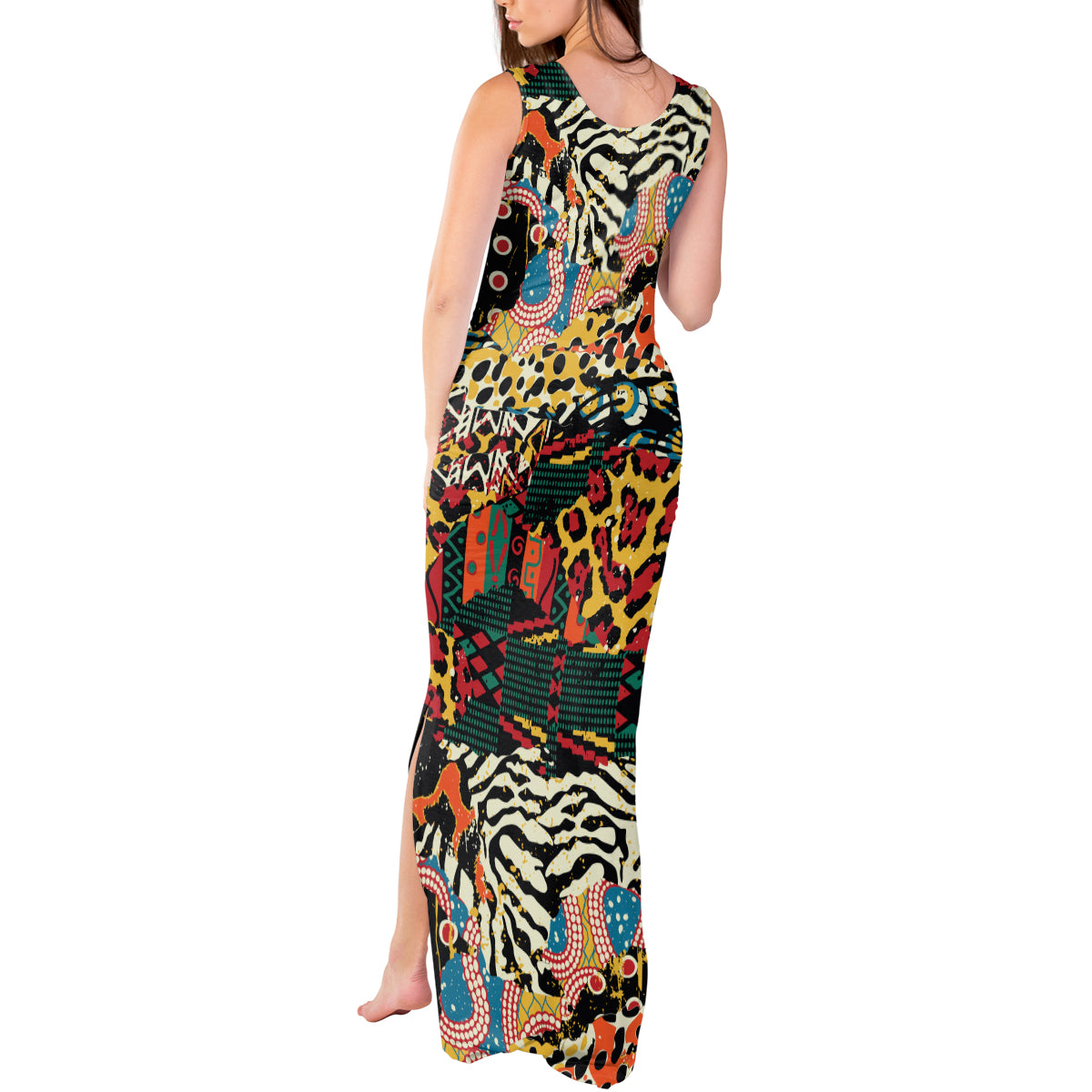 Africa Animal Pattern Tank Maxi Dress - Wonder Print Shop